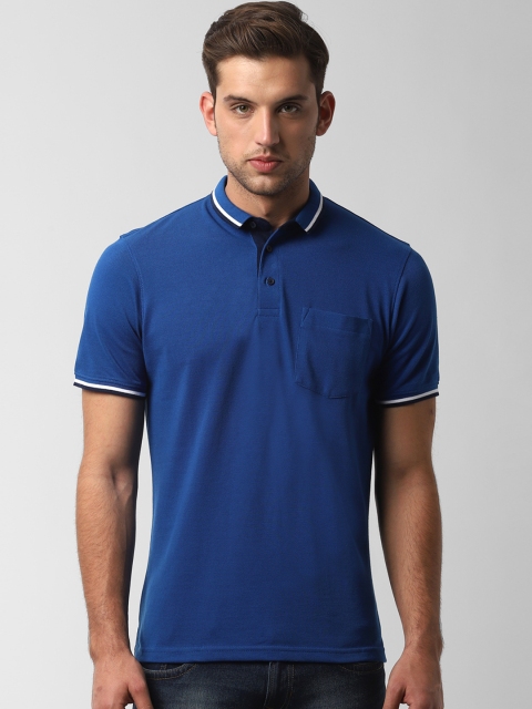 

Peter England Casuals Men Blue Solid Polo Collar T-shirt
