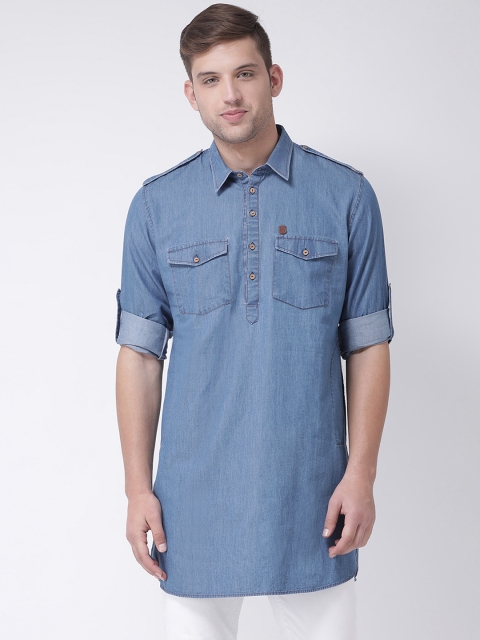 

TABARD Men Blue Solid Straight Kurta