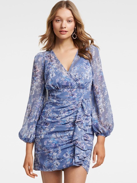 

Forever New Women Blue Printed Sheath Dress