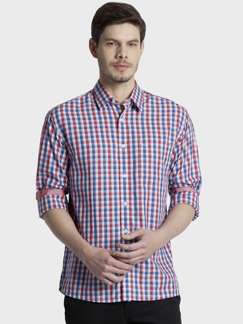 

ColorPlus Men Red & Blue Regular Fit Checked Casual Shirt