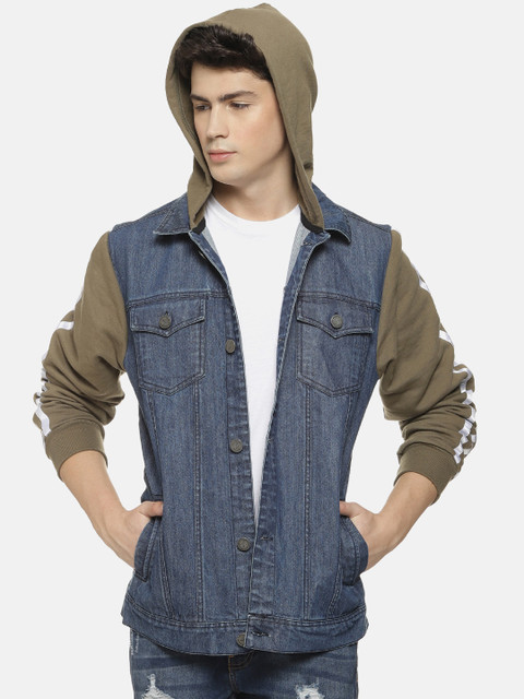 

Campus Sutra Men Blue Solid Denim Jacket