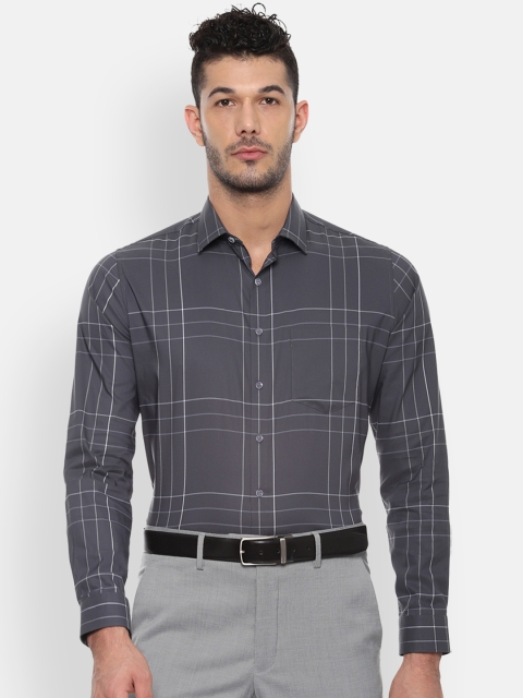 

Van Heusen Men Grey Slim Fit Checked Formal Shirt