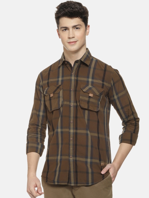 

Campus Sutra Men Brown & Black Regular Fit Checked Casual Shirt