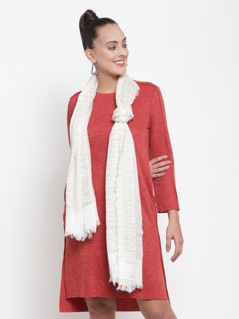 

J Style Women White Printed Stole