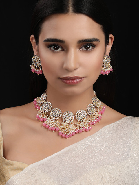

Rubans Women Gold-Plated Handcrafted Kundan Embellished Statement Jewellery Set