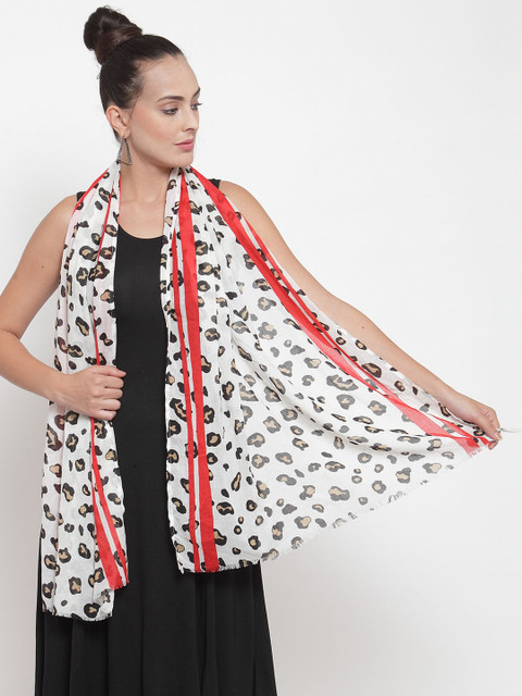 

J Style Women White & Black Printed Stole