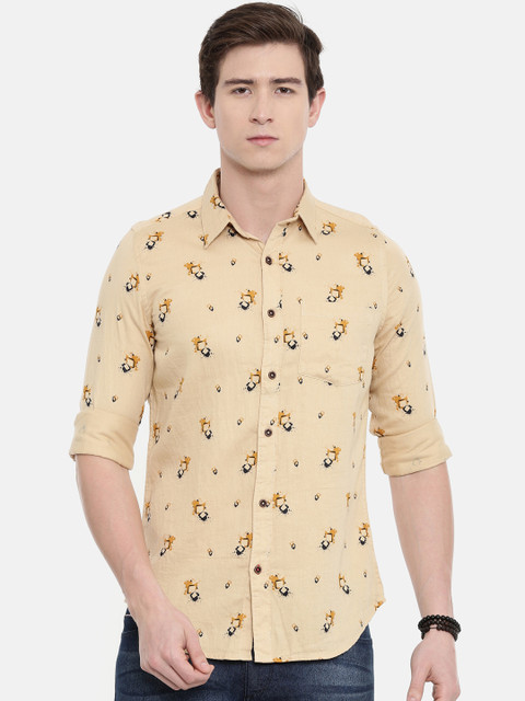 

Scarlet Creations Men Yellow & Blue Slim Fit Printed Casual Shirt