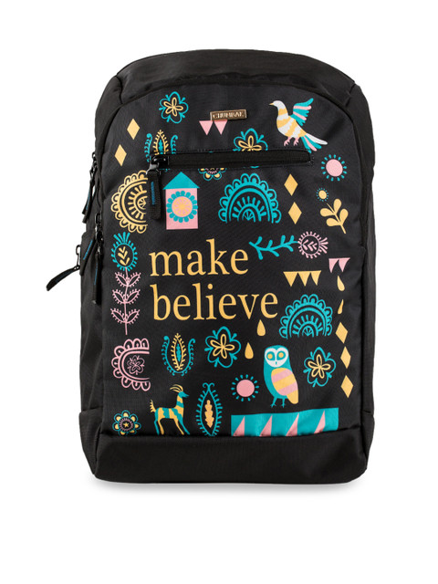 

Chumbak Women Black Graphic Backpack