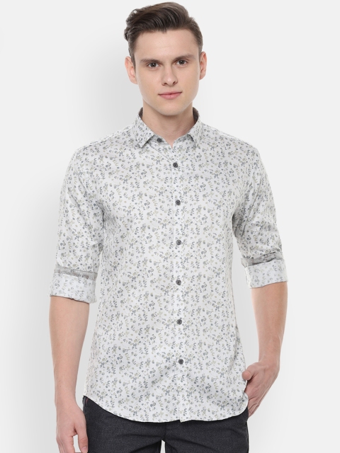 

V Dot Men White & Grey Slim Fit Printed Casual Shirt
