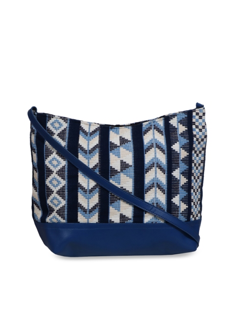 

Diwaah Women Blue & Off-White Self Design Sling Bag