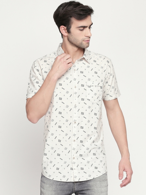

Mufti Men White & Black Slim Fit Printed Casual Shirt
