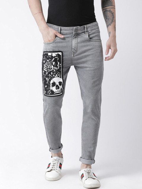 

REALM Men Grey Skinny Fit Mid-Rise Clean Look Stretchable Jeans