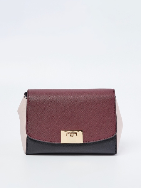 

CODE by Lifestyle Black & Maroon Colourblocked Sling Bag