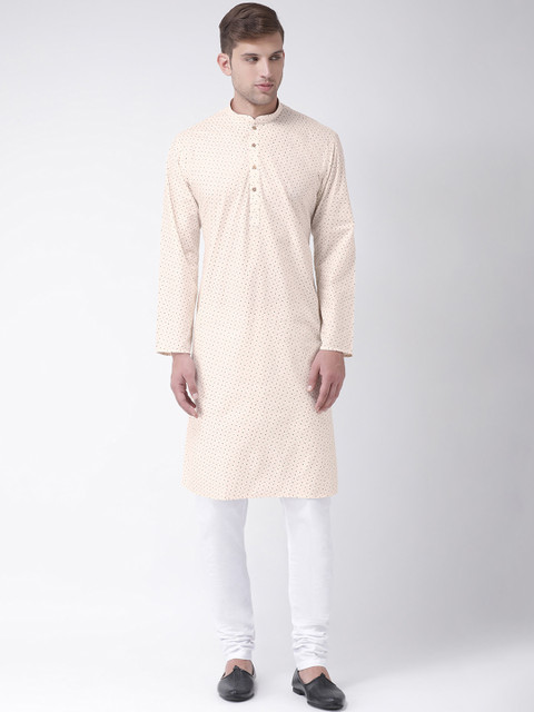 

TABARD Men Cream-Coloured Printed Straight Kurta