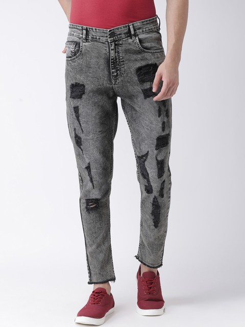 

REALM Men Grey Skinny Fit Mid-Rise Highly Distressed Stretchable Jeans