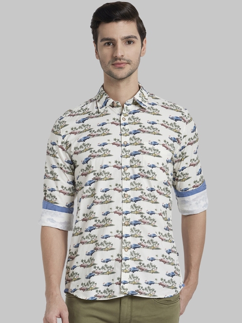 

Parx Men Off-White Regular Fit Printed Casual Shirt