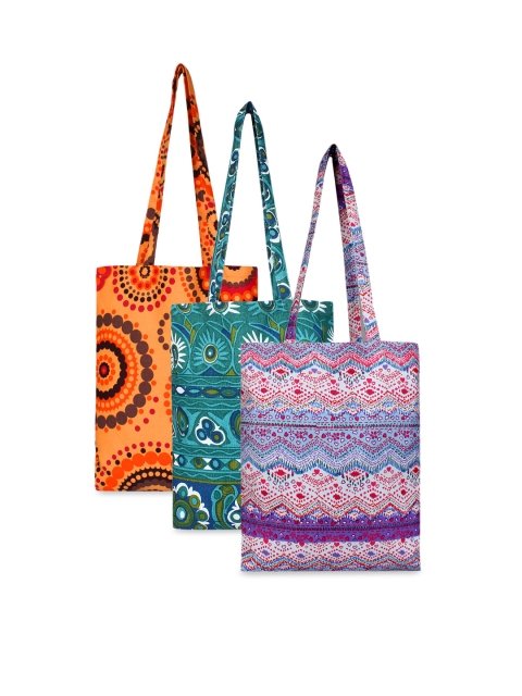 

Anekaant Women Set of 3 Multicoloured Printed Eco-Friendly Tote Bags, Multi