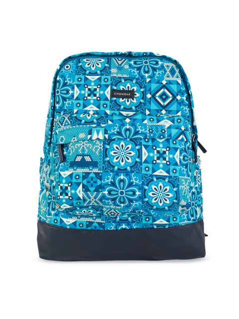 

Chumbak Women Teal Blue Graphic Backpack