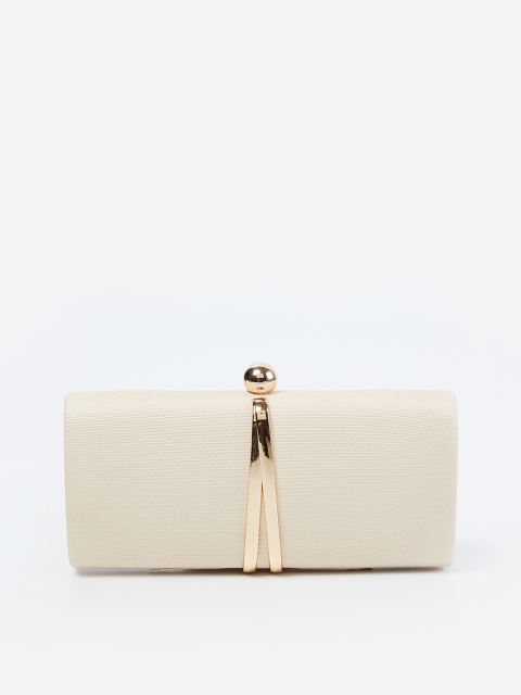 

CODE by Lifestyle Beige & Gold-Toned Solid Embellished Clutch