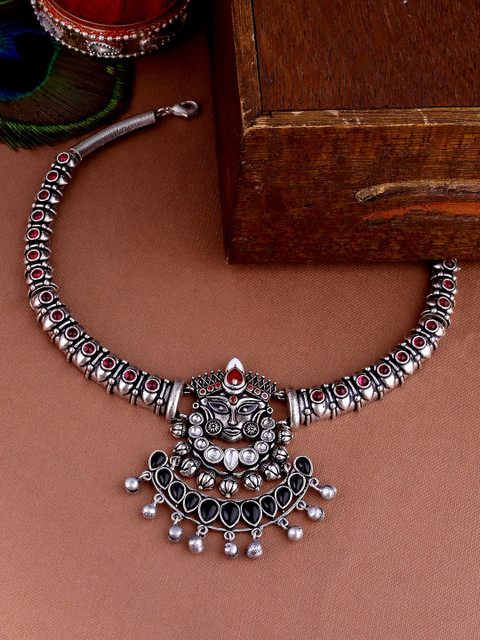 

Studio voylla Oxidised Black Necklace, Silver