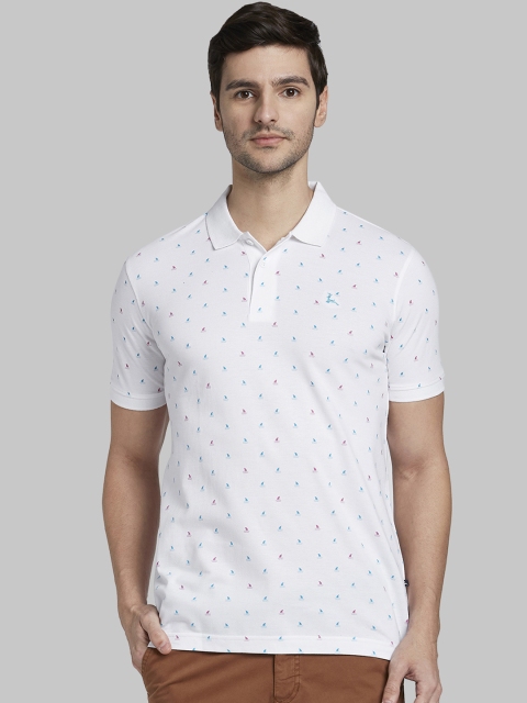 

Parx Men White Printed Polo Collar T-shirt