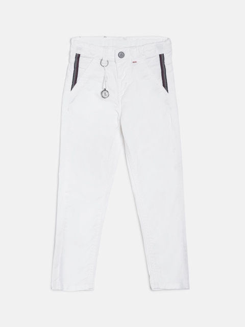 

TALES & STORIES Boys White Slim Fit Solid Regular Trousers
