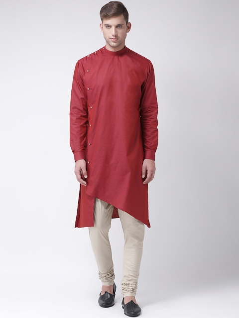 

TABARD Men Red & Beige Solid Straight Kurta