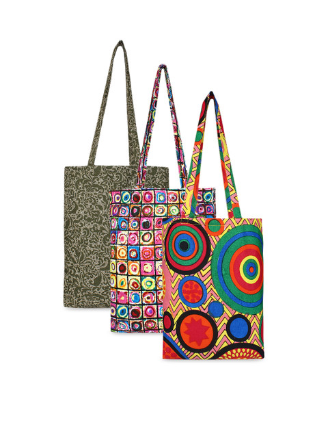 

Anekaant Women Multicoloured Set Of 3 Printed Tote Bag, Multi