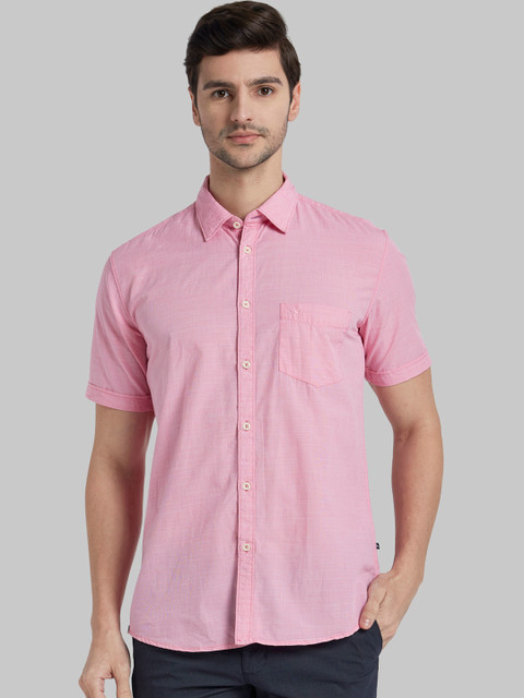 

Parx Men Pink Regular Fit Solid Casual Shirt