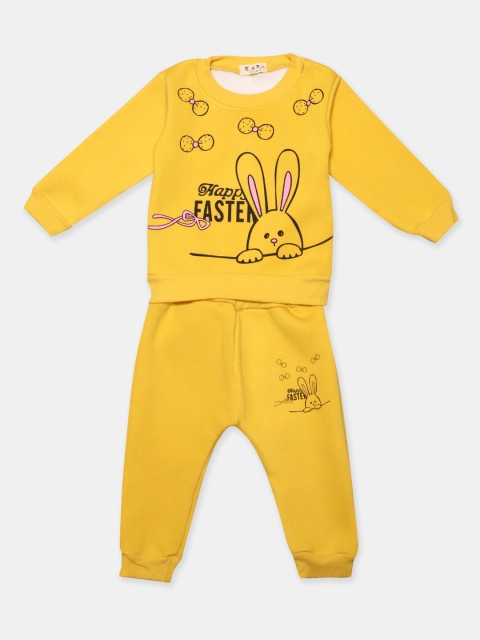 

PASSION PETALS Unisex Yellow Printed Night suit