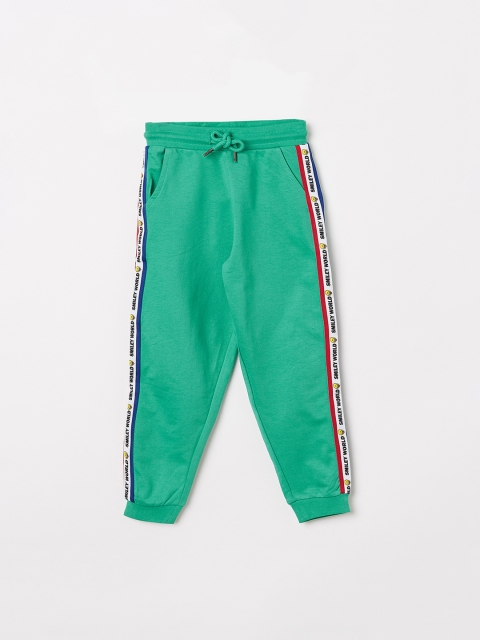 

Smiley World Girls Grey Melange Joggers, Green