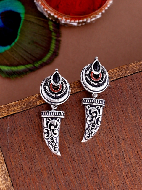 

Studio Voylla Silver-Toned Quirky Drop Earrings