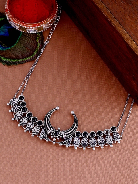 

Studio voylla Oxidised Black Necklace, Silver