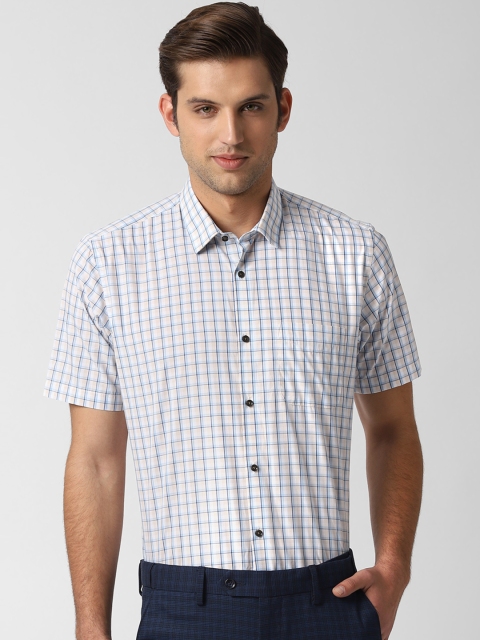 

Peter England Men White & Beige Regular Fit Checked Formal Shirt
