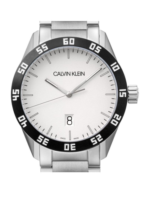 

Calvin Klein Compete Men Silver-Toned & Black Analogue Swiss Made Watch K9R31C46