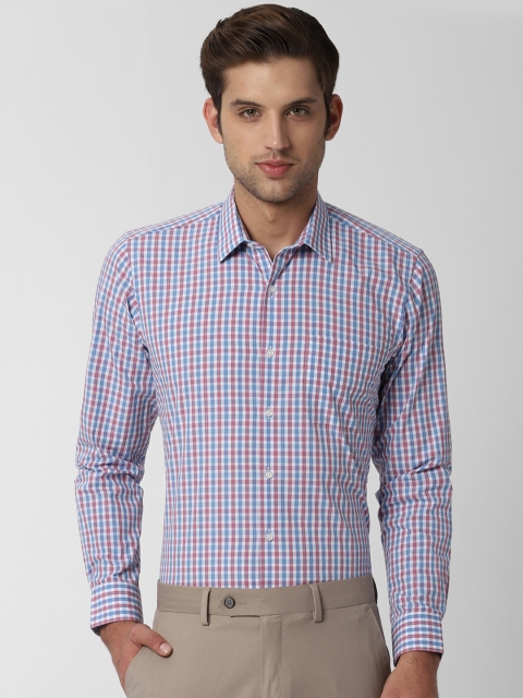 

Peter England Men Blue & White Regular Fit Checked Formal Shirt
