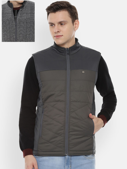 

Solly Jeans Co. Men Grey Solid Reversible Puffer Jacket