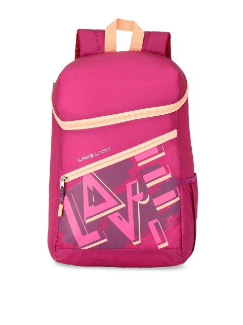 

LAVIE SPORT Unisex Magenta & Peach-Coloured Typography Backpack