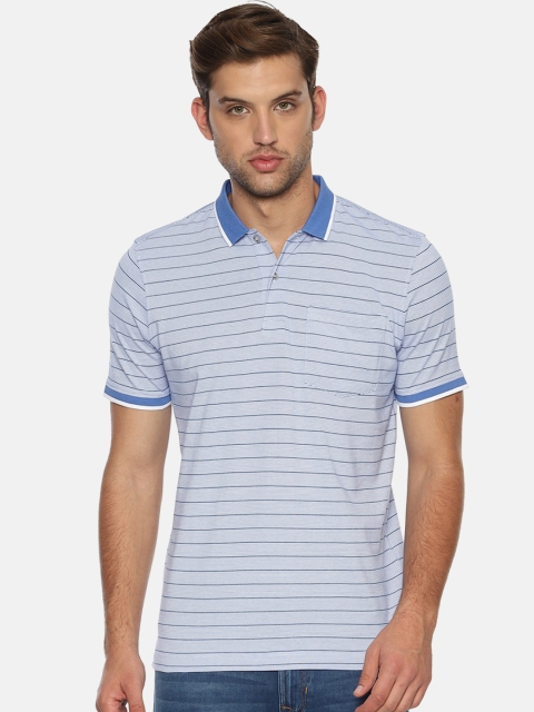 

Van Heusen Men Blue Striped Polo Collar T-shirt