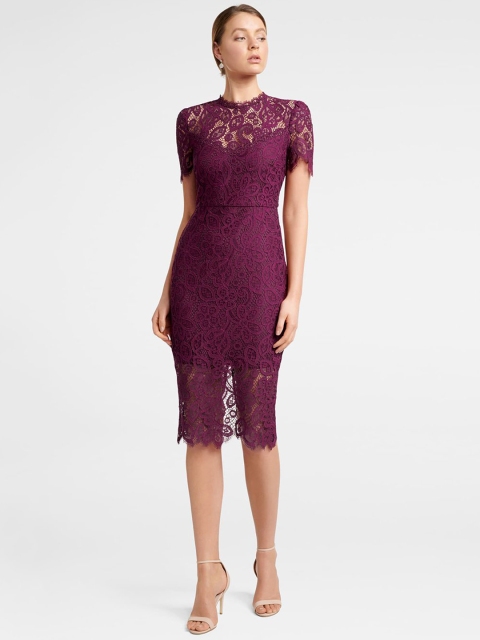 

Forever New Women Self Design Magenta Bodycon Dress