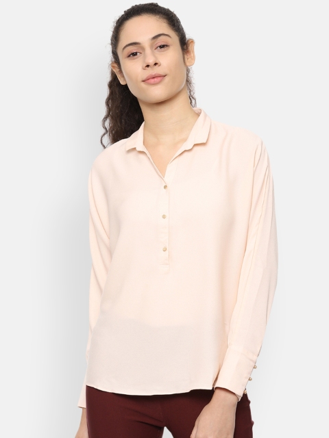

Allen Solly Woman Women Beige Solid Shirt Style Top