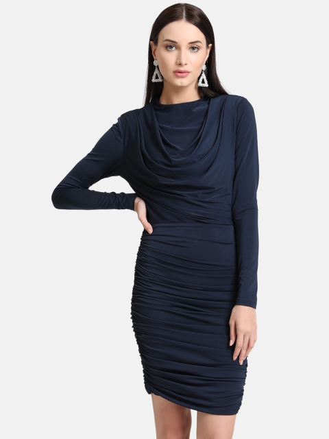 

Kazo Women Navy Blue Solid Bodycon Dress