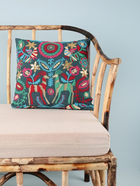 

Chumbak Blue & Red Set of Single Quirky Square Cushion Covers