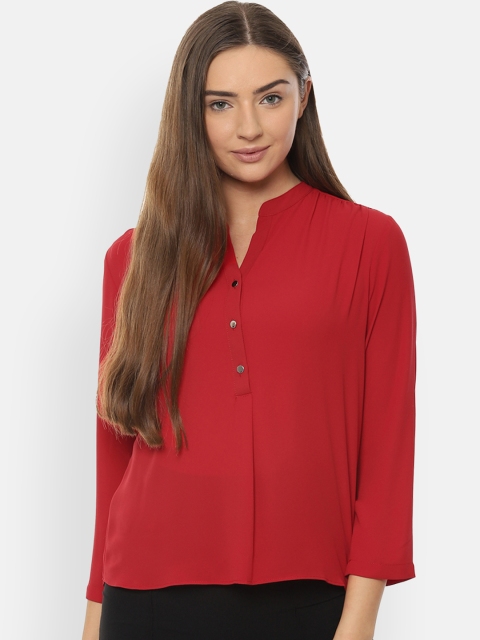 

Allen Solly Woman Women Red Solid Shirt Style Top