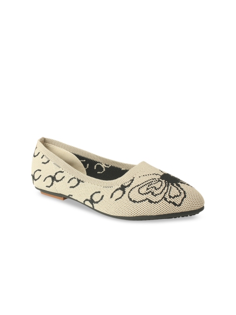 

Flat n Heels Women Khaki Brown & Green Woven Design Ballerinas