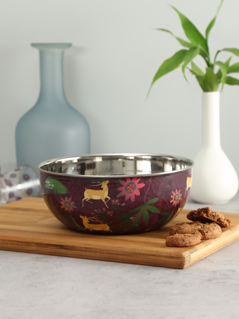 

India Circus by Krsnaa Mehta Maroon Printed Bowl