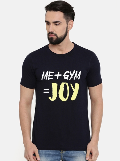 

Bushirt Men Navy Blue Printed Round Neck T-shirt