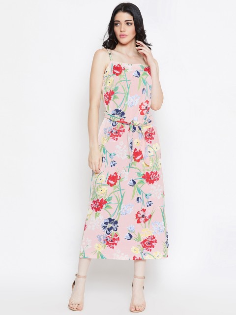 

THE SILHOUETTE STORE Women Printed Pink Fit and Flare Dress