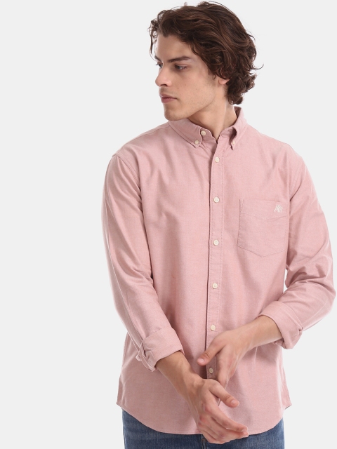 

Aeropostale Men Coral Red Regular Fit Solid Casual Shirt