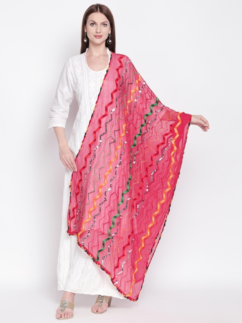 

Dupatta Bazaar Pink & Yellow Embroidered Dupatta